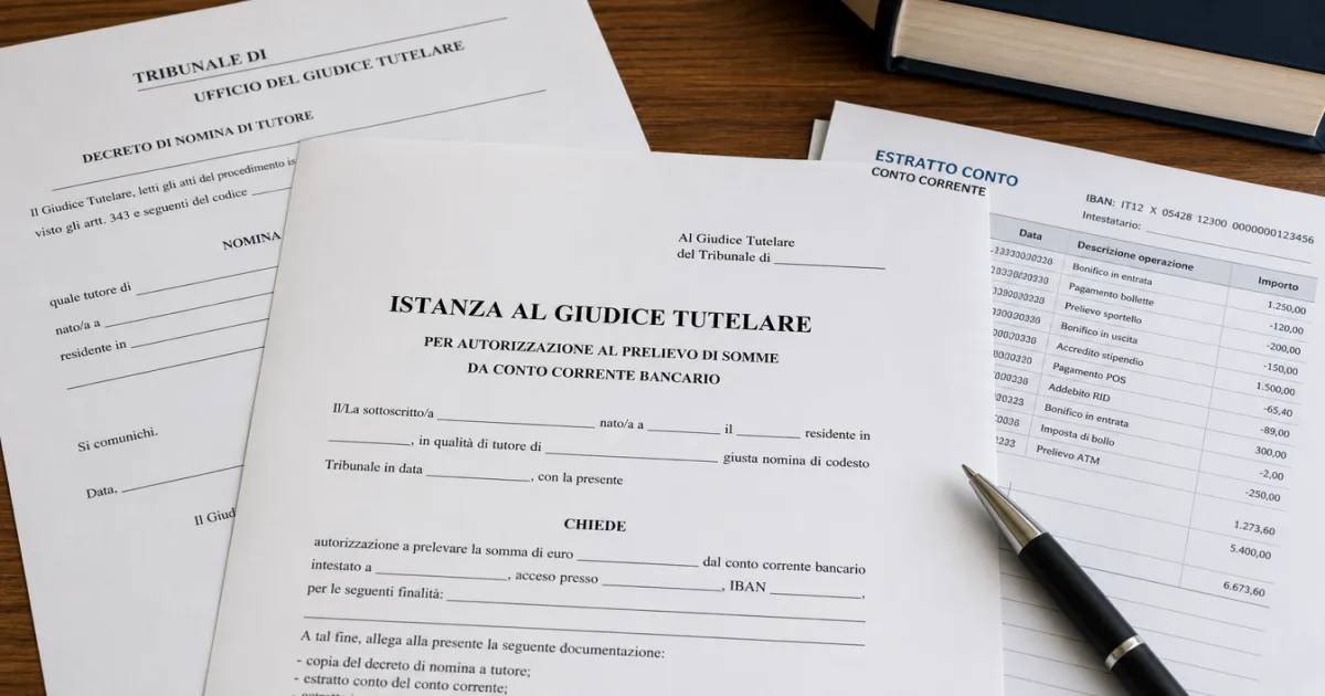 Autorizzazione del giudice tutelare al prelievo di somme