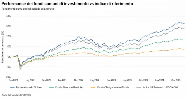 Chart comparing mutual fund performance against a benchmark index
