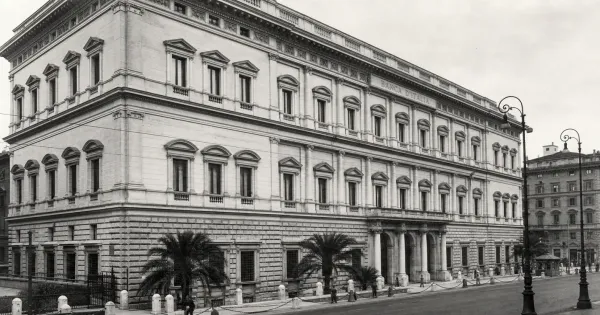 Historic photograph of Palazzo Koch, headquarters of the Bank of Italy in Via Nazionale, Rome