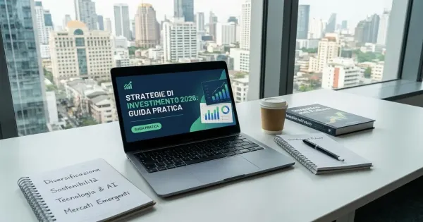 Charts and financial instruments representing practical investment strategies for Italian savers